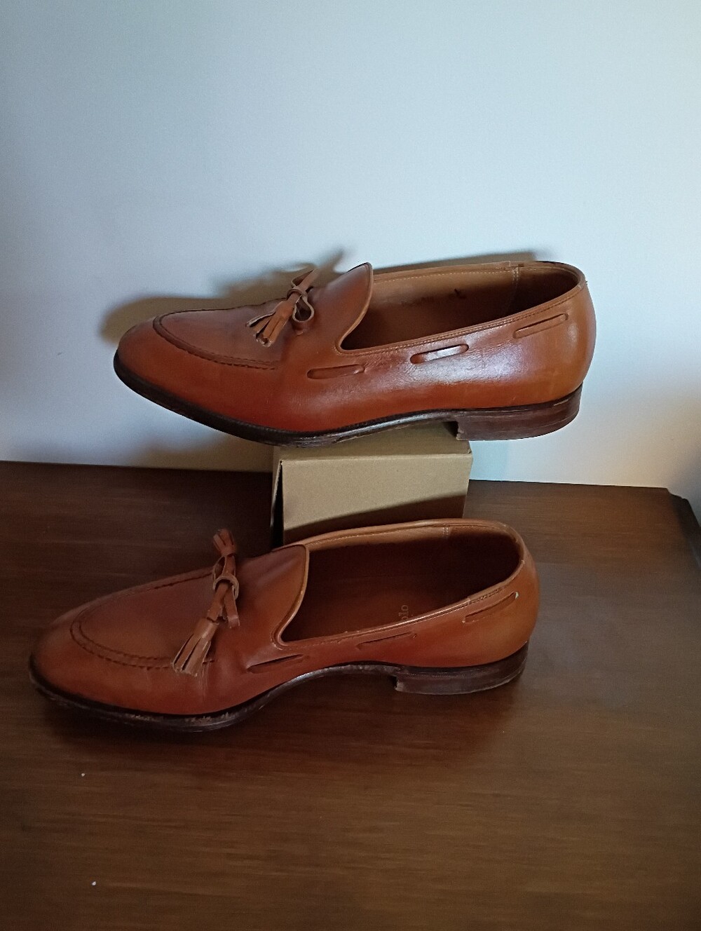 Men's Tan Tassel Loafers - Classic Leather Slip-On Polo Lauren